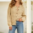 thumbnail image 3 of Fnooota Cardigans for Women, Lounge Casual Long Sleeve Crew Neck Knitted Tops Womens Sweaters Khaki Size XL, 3 of 5