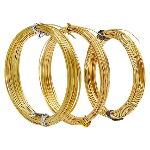 3 Sizes Brass Craft Wire 88.59 Feet Square Copper Beading Wire Jewelry Wire 20/22/26 Gauge(0.8/0.6/0.4mm) Dead Soft Copper Wire for Wire Wrapping Jewelry Craft Making Gold for diy