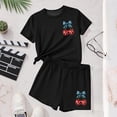 thumbnail image 5 of BFHHYA Girls 4th of July Sets 2-Piece Outfit Cherry Print Short Sleeve Top Loose Shorts Tween Casual Summer Set Size 3-15 Years, 5 of 5