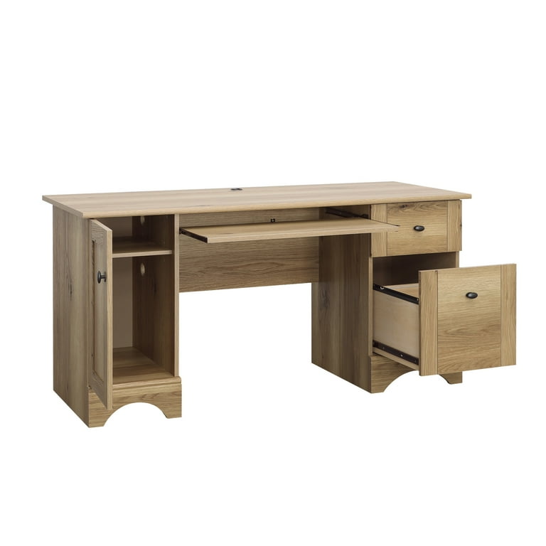 Sauder Home Office Computer Desk with Drawers Timber Oak Finish Walmart