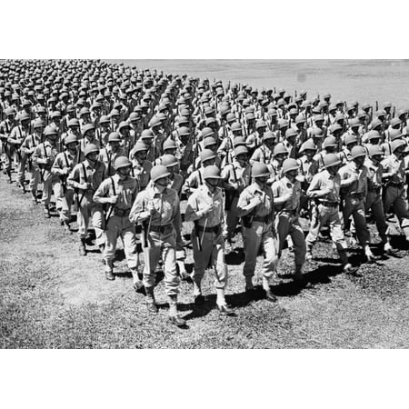 1940s Ranks And Files Rows Of World War Two Us Army Infantrymen Marching Poster Print By Vintage