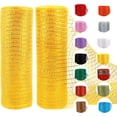 thumbnail image 1 of 2 Rolls Red Mesh Ribbon, Christmas Deco Mesh 10 Inch x 30 Feet Each Roll, Metallic Red with Foil Ribbon for Christmas Tree Decorations Halloween Party Decor Crafts Wreaths,Dorado, 1 of 7
