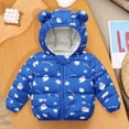 thumbnail image 3 of Zwiiyzr 3-8Y Girls and Boys Toddlers' Cute Quilted Puffer Coat Long Sleeve Winter Warm Jacket Outerwear with Bear Hood Blue, 3 of 3