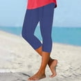 thumbnail image 2 of MLQIDK Royal Blue Yoga Capri Pants for Women Dressy Casual Yoga Leggings Elastic Waist Knee Length Leggings Trendy Summer Pedal Pushers with Pockets Royal Blue S, 2 of 7