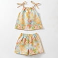 thumbnail image 4 of Toddler Girls Outfits 2 Piece Set Sleeveless Straps Floral Print Tops And Shorts Summer Clothes Kids Clothing Set Size 18-24 Months, 4 of 4