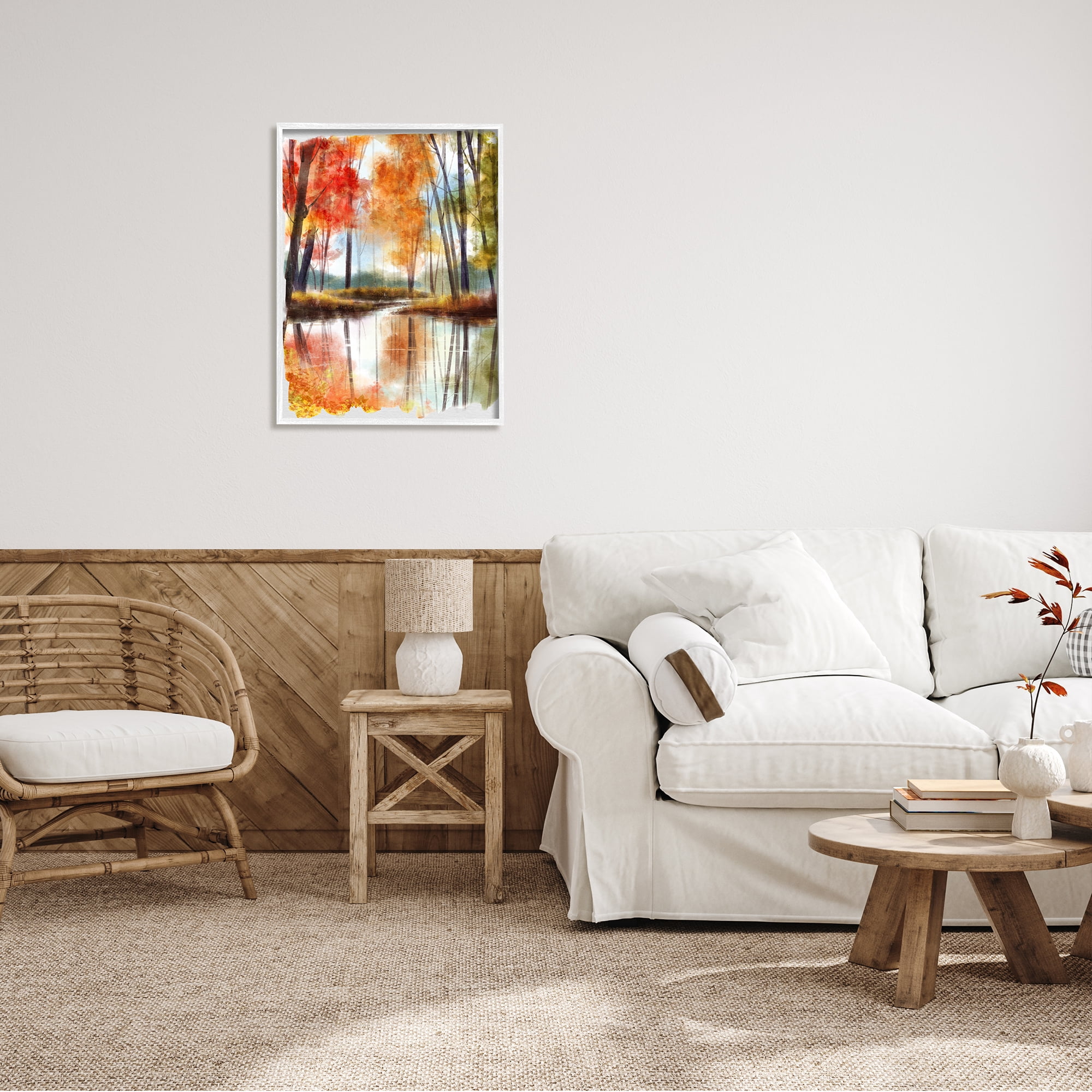 Stupell Industries Autumn Lake Reflection Open Meadow Fall Foliage Trees, 24 x 30,Design by Ziwei Li