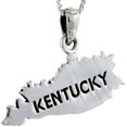 thumbnail image 1 of Sterling Silver Kentucky State Map Pendant, 1 inch tall, 1 of 1