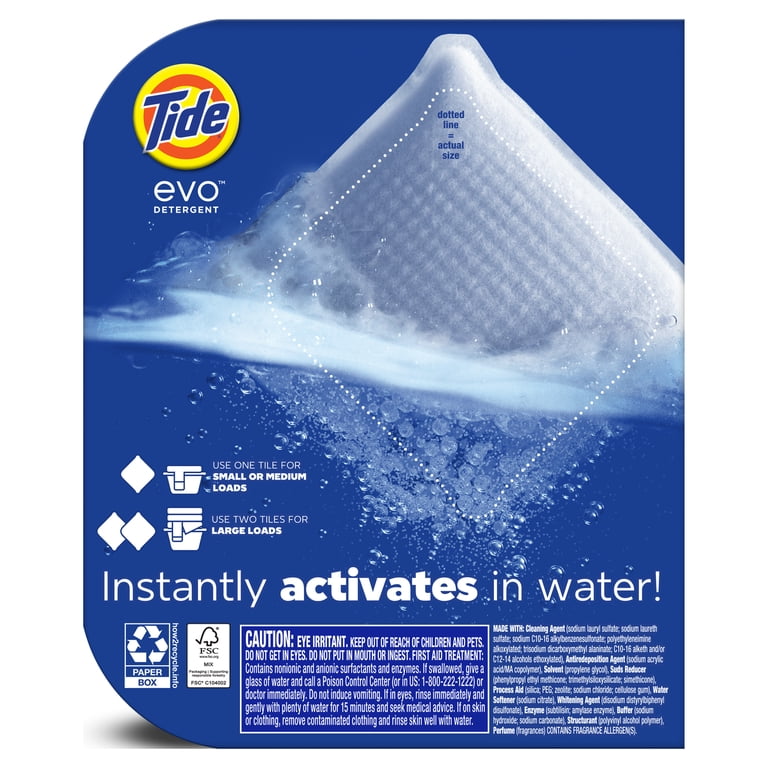 Tide Evo Laundry Detergent Tiles, 100% Concentrated, 6X Cleaning