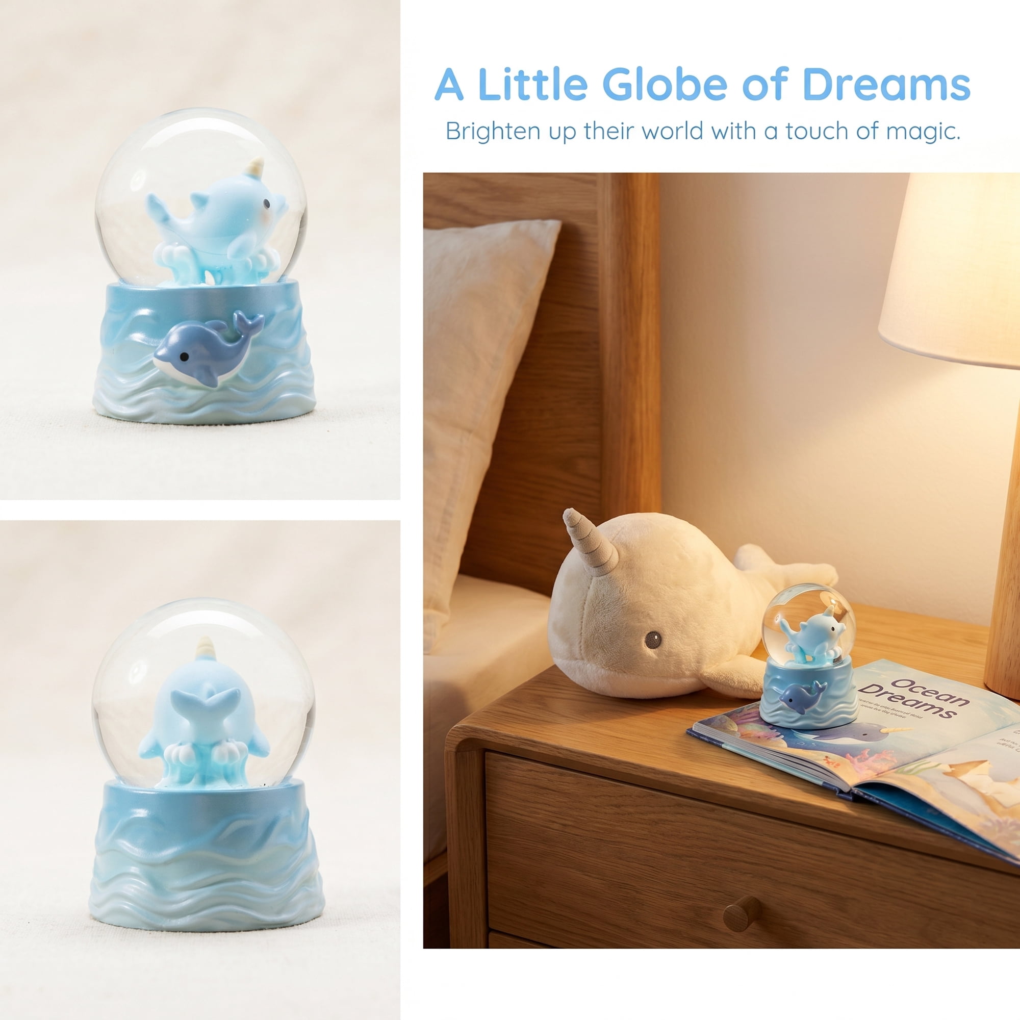 Unique Bargains Cartoon Light Up Crystal Ball Mini Resin Figurine Snow Globe Blue Style B