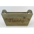 thumbnail image 1 of "Flowers" Rectangular With Handles Wooden Planter, 1 of 1