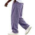 thumbnail image 6 of SAWOBUUN Men's Wide Leg Corduroy Pants Elastic Waist Loose Fit Trousers Soft Straight Leg Casual Slacks for Fall Winter, 6 of 7