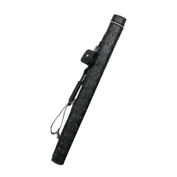 Estuche de transporte para palos de billar, 2 agujeros, de cuero sintético resistente, accesorios de billar Negro