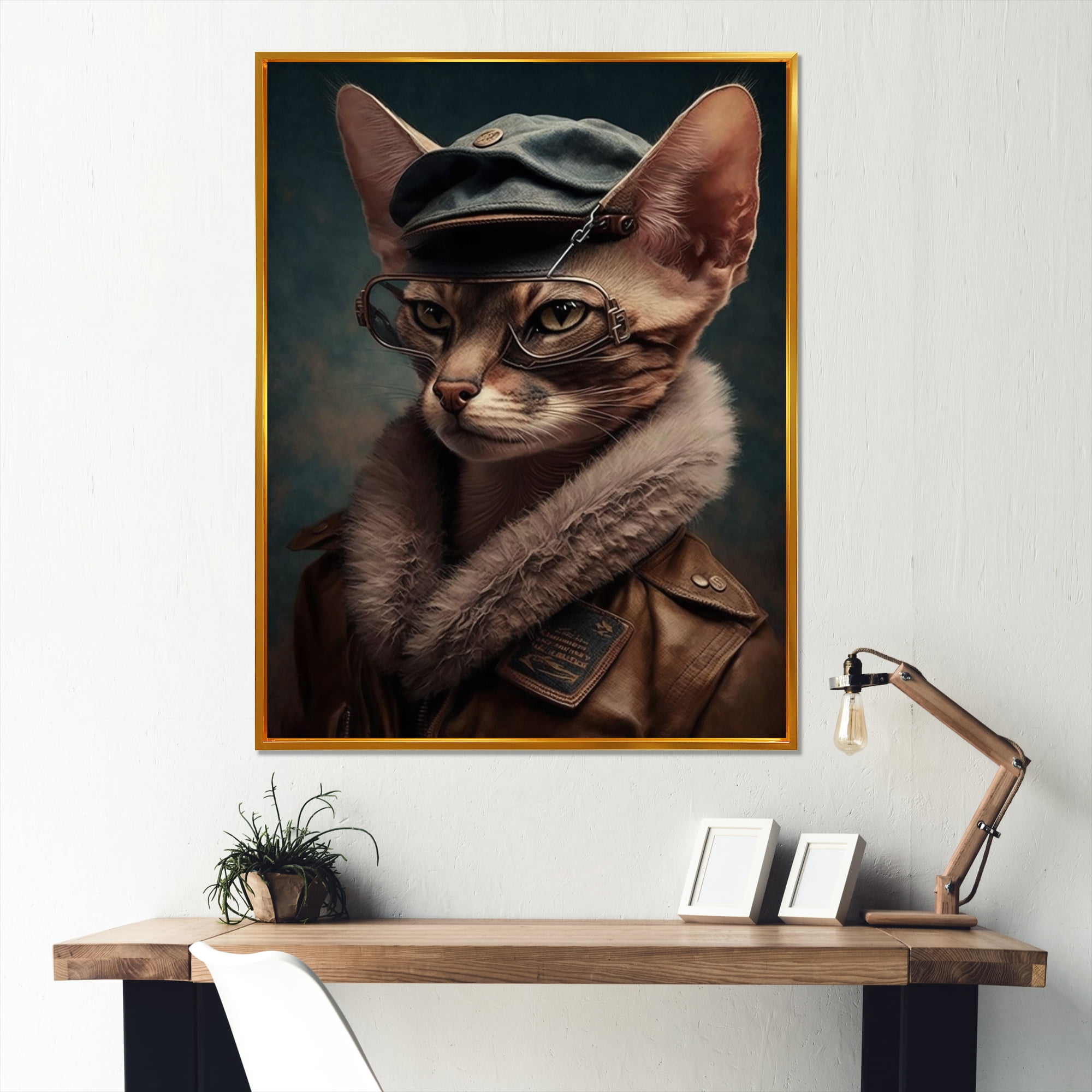 Designart 'Cat Wearing Clothing II' Canvas Wall Art