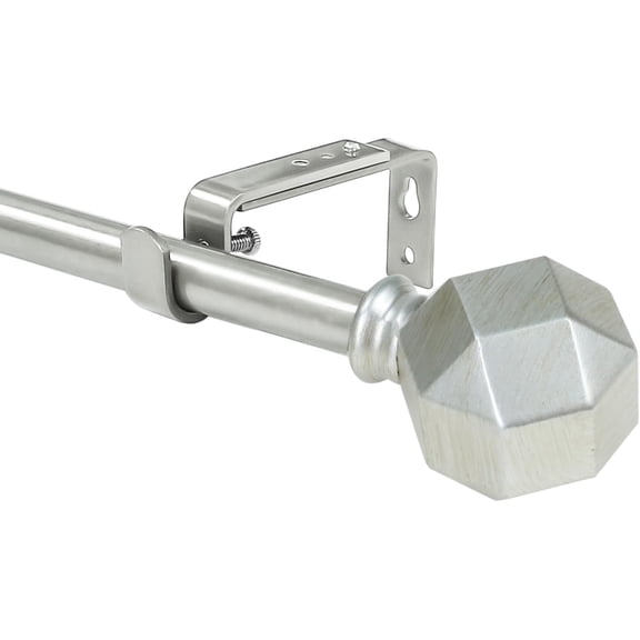 Urbanest Adjustable Single Curtain Rod Set Mason Finials – 3/4-Inch Diameter, With Pewter Rod, 48–84 Inches