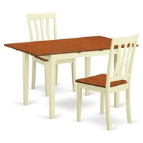 East West Furniture Norfolk 3-piece Wood Dining Set in Buttermilk/Cherry