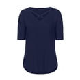 thumbnail image 5 of Women's Criss Cross V Neck Short Sleeve Tunic Summer T Shirts Tops Fashion Casual Loose Fit Tunic Tee Sexy Blouses, 5 of 7