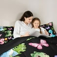 thumbnail image 4 of Homewish Kawaii Colorful Dinosaur 7-Piece Bedding Comforter Set for Children Teens Girls,Cute Animal Dino King Bedding Sets,Floral Butterfly Ultra Soft Bed Sheets,Super Cozy Room Decor,Reversible, 4 of 8
