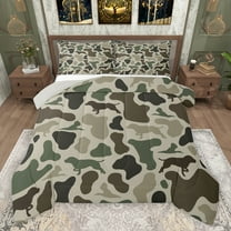 jejeloiu Mallard Camouflage Pattern Bedding Comforter Set,Hunting Farmhouse Camping Twin Comforter Sets,Green Brown Bedding Set For Men Women,Luxury Bedroom Decor Reversible,2-Piece