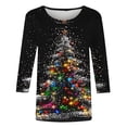 thumbnail image 3 of xfsWaSs Christmas T-Shirts Women's Casual 3/4 Sleeve Shirt Holiday Graphic Tops Christmas Print Round Neck Tee Shirts Fashion T Shirt Top, 3 of 4