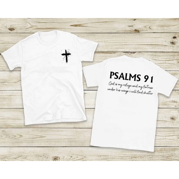 Christian Shirt Psalms 91 Jesus Love Religious Christian Bible Verse Tees Tops, Men's And Women's Graphic Tee 100% Cotton by TBun, Full Sizes S-5XL