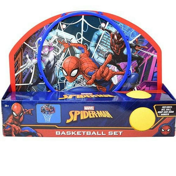 Spiderman Mini Basketball Hoop with Ball – 13.5 x 10 Inch Indoor/Outdoor Kids Basketball Set with Marvel Character