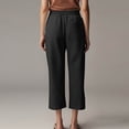 thumbnail image 3 of Capris Womens Cotton Linen Knee Length Elastic Waist Drawstring Bermuda Shorts Casual Beach Shorts with Pockets, Black 20" Inseam S, 3 of 6