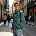 thumbnail image 2 of Mfakffe Mens Dress Shirts Long Sleeve Button Down Plaid Shirts Business Casual Tops with Pocket, 2 of 5