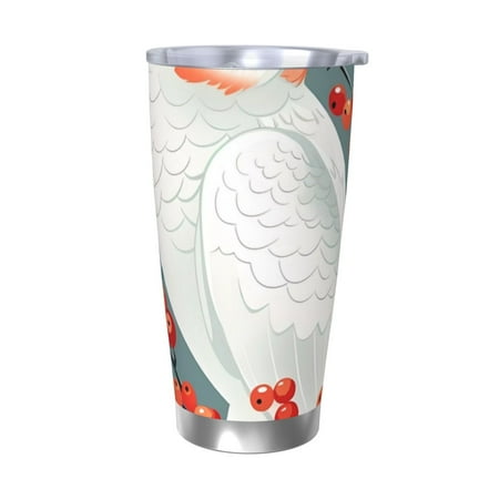

Ocsxa Cockatoo Red Berries Pattern 20oz Travel Coffee Mug with Flip Lid Stainless Steel Insulated Insulated Coffee Mug Thermal Cup with Splash Proof Sliding Lid-Without Straw