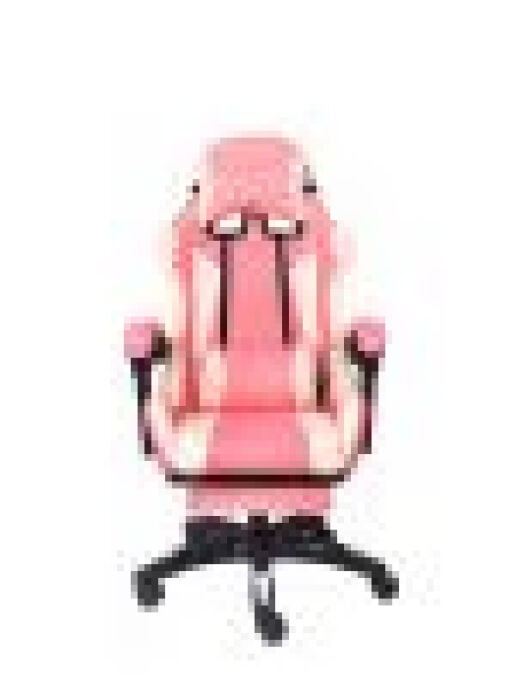 JoooDeee Gaming Chair with Footrest and Ergonomic Lumbar Massage Pillow PU  Leather Office Chair, 360 Swivel, Adjustable Lumbar Support, Headrest Pillow,Padded  Armrests,Pink&White 