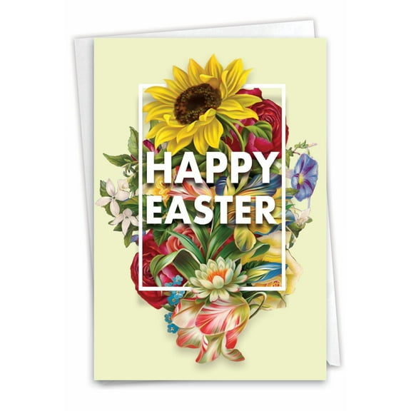 NobleWorks Easter Greeting Card with 5 x 7 Inch Envelope (1 Card) Flowers for Eastertime C3532EAG