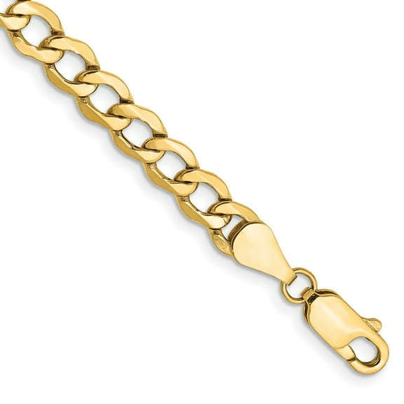 14k Yellow Gold Bracelet Chain Styles Curb Men's 5.25 mm 8 in Semi-Solid with Lobster Clasp
