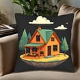 thumbnail image 5 of Set of 2 18x18in Throw Pillow Covers - Whimsical Orange House & Green Roof Design Perfect for Couch Bed or Car Decor, 5 of 8