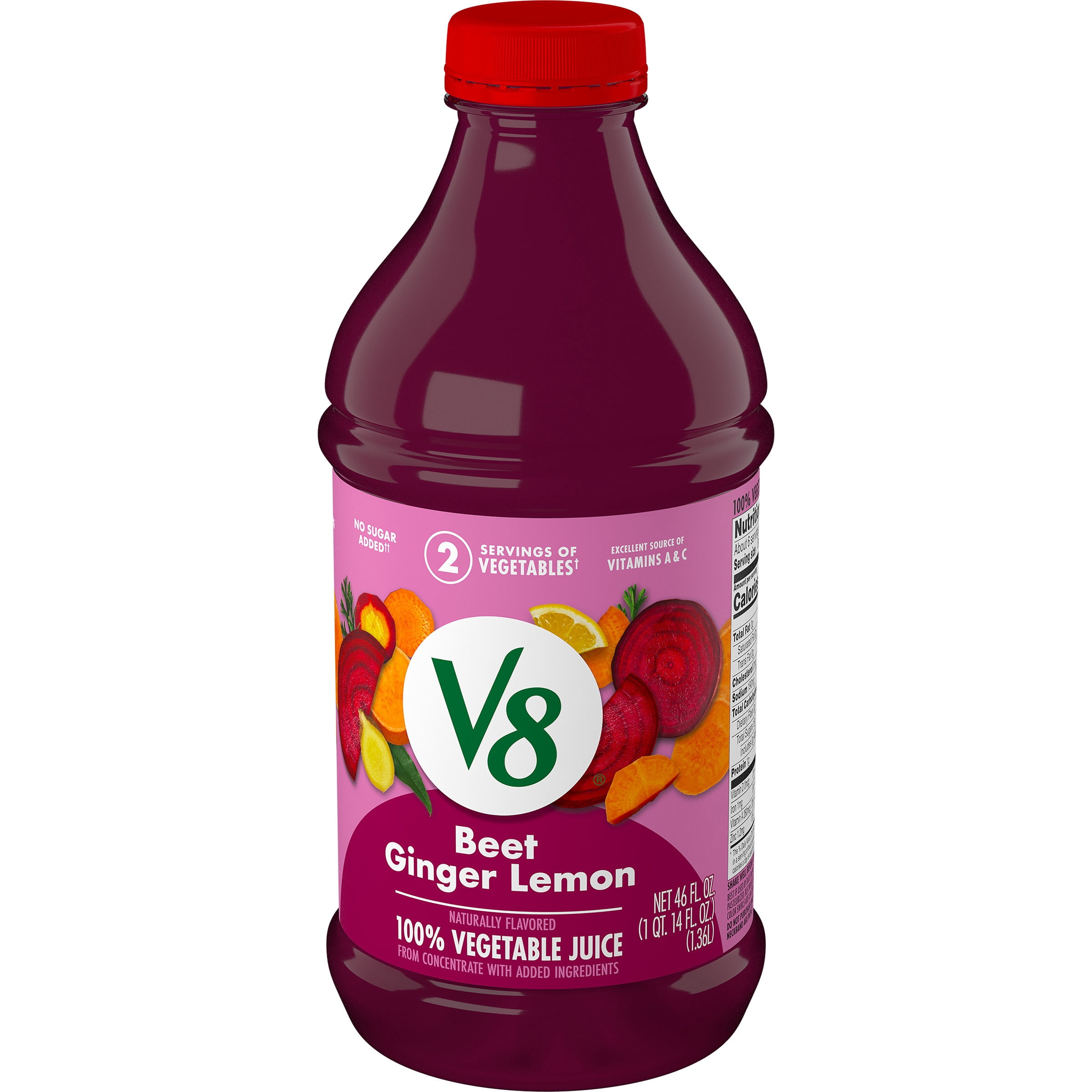 V8 Beet Ginger Lemon 100% Vegetable Juice, 46 fl oz Bottle