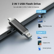 KEXIN Type-C 128G 2-in-1 USB Flash Drive, OTG Memory Photo Stick, Flash Pen Drive for Android / PC / Mac, Black, 2 Pack