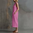 thumbnail image 6 of Guluxicc Women's Linen Capri Jumpsuit Crewneck Sleeveless Button down Loose Wide Leg Jumpsuits Summer Casual Beach Vacation Outfits, 6 of 6