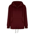 thumbnail image 6 of XMMSWDLA Women's Full Button Up Hoodie Fall Jacket Oversized Casual Drawstring Hooded Sweatshirts with Pockets Hoodies for Women Hoodies for Women Wine M, 6 of 8
