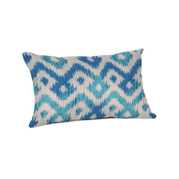 Casual Cushion Patterned 1-Piece Indoor/Outdoor Lumbar Pillow, 19"W x 12"L, Nixie Neptune