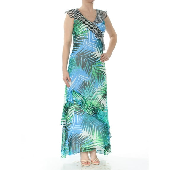 CALVIN KLEIN $140 Womens New 1068 White Printed Ruffle M Sleeveless Dress 4 B+B