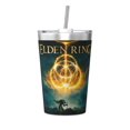 thumbnail image 1 of Termo Elden Ring con pajita cónica, doble pared, aislado al vacío, impresión de acero inoxidable, 12 oz, color blanco, 1 of 7