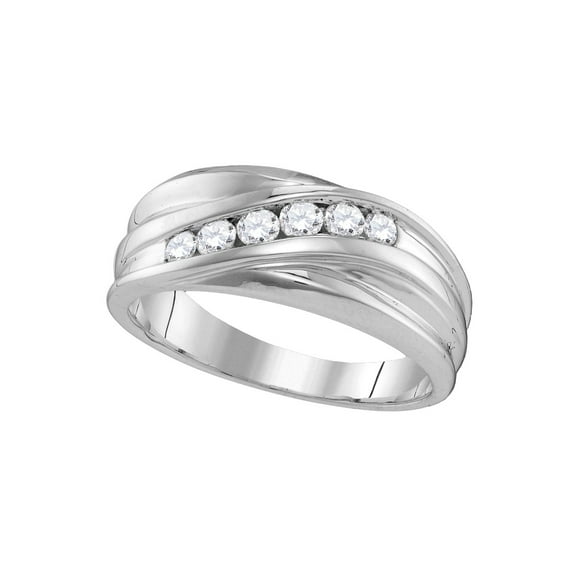 10kt White Gold Mens Round Diamond Band Wedding Anniversary Ring 1/3 Cttw