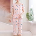 thumbnail image 2 of zbxnLI Plus Size Womens Pajama Sets Floral Short Sleeve Sleepwear Capri Pants Pjs Sets Loungewear Outfits, 2 of 5
