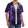 thumbnail image 3 of Disketp Men's Hawaiian Purple Plant White Tiger Print Shirts Button Down Holiday Beach Shirts-XX-Large, 3 of 5