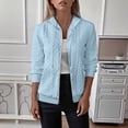 thumbnail image 2 of Womens Cardigan Sweaters Fall Long Sleeve Knit Sweater Front Zipper Coat Blue S, 2 of 5