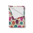 thumbnail image 2 of Sugar Skull Soft Flannel Fleece Throw Blanket, Colorful Skull Silhouettes Hearts and Flowers Carnival Celebration Theme, Cozy Plush for Indoor and Outdoor Use, 50" x 60", Multicolor, by Ambesonne, 2 of 6