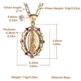 thumbnail image 4 of HZMAN 14K Gold Plated Oval Cutout Heart Virgin Mary Prayer Necklace Amulet Our Lady of Guadalupe Pendant Multicolor Cubic Zirconia Women Daughter Gift, 4 of 7