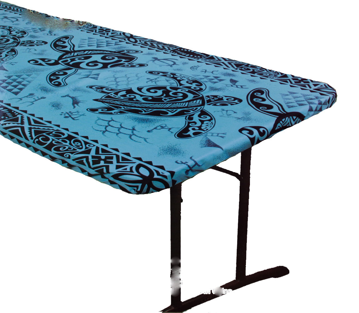 Hawaiian Quilt Print Water Resist Hawaii Tablecloth 60x84 Teal