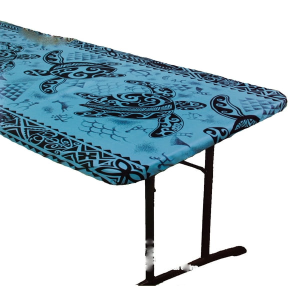 Hawaiian Tropical Fabric Tablecloth for 6' Centerfold Table, Blue Sea