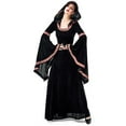 thumbnail image 2 of IROINNID Halloween Costumes For Women Empire Dress Vampire Cosplay Costume Vintage Witch Long Sleeve Hooded Maxi Dress,Black, 2 of 9