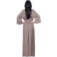 thumbnail image 4 of KOH KOH Long Kimono Sleeve with Sleeves Wrap Fall Winter Empire Waist Flowy Casual Formal Cute Maternity Robe Abaya Tall Maxi Dress Gown For Women Brown / Latte XX-Large US 18-20 NT023, 4 of 4