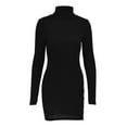 thumbnail image 5 of Swuxness Women Long Sleeves Bodycon Dresses, Women Casual Mini Dresses, Women's Winter Turtleneck Elegant Bodycon Fitted Waist Defining Short Dress Black, L, 5 of 5